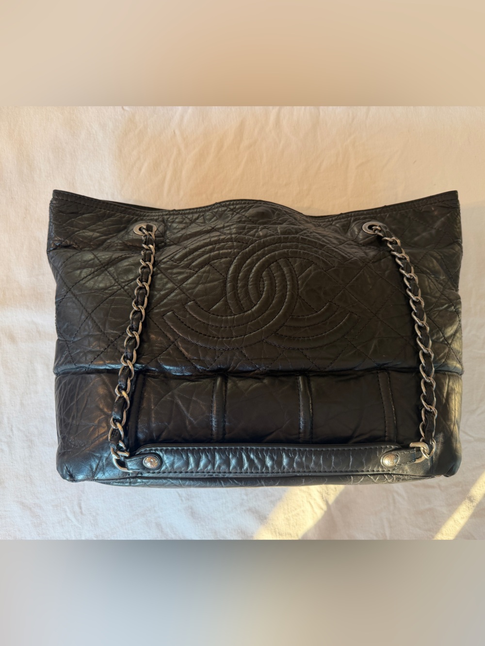 Chanel Cambon Ligne Large Black Quilted Lambskin Tote Shoulder Bag
